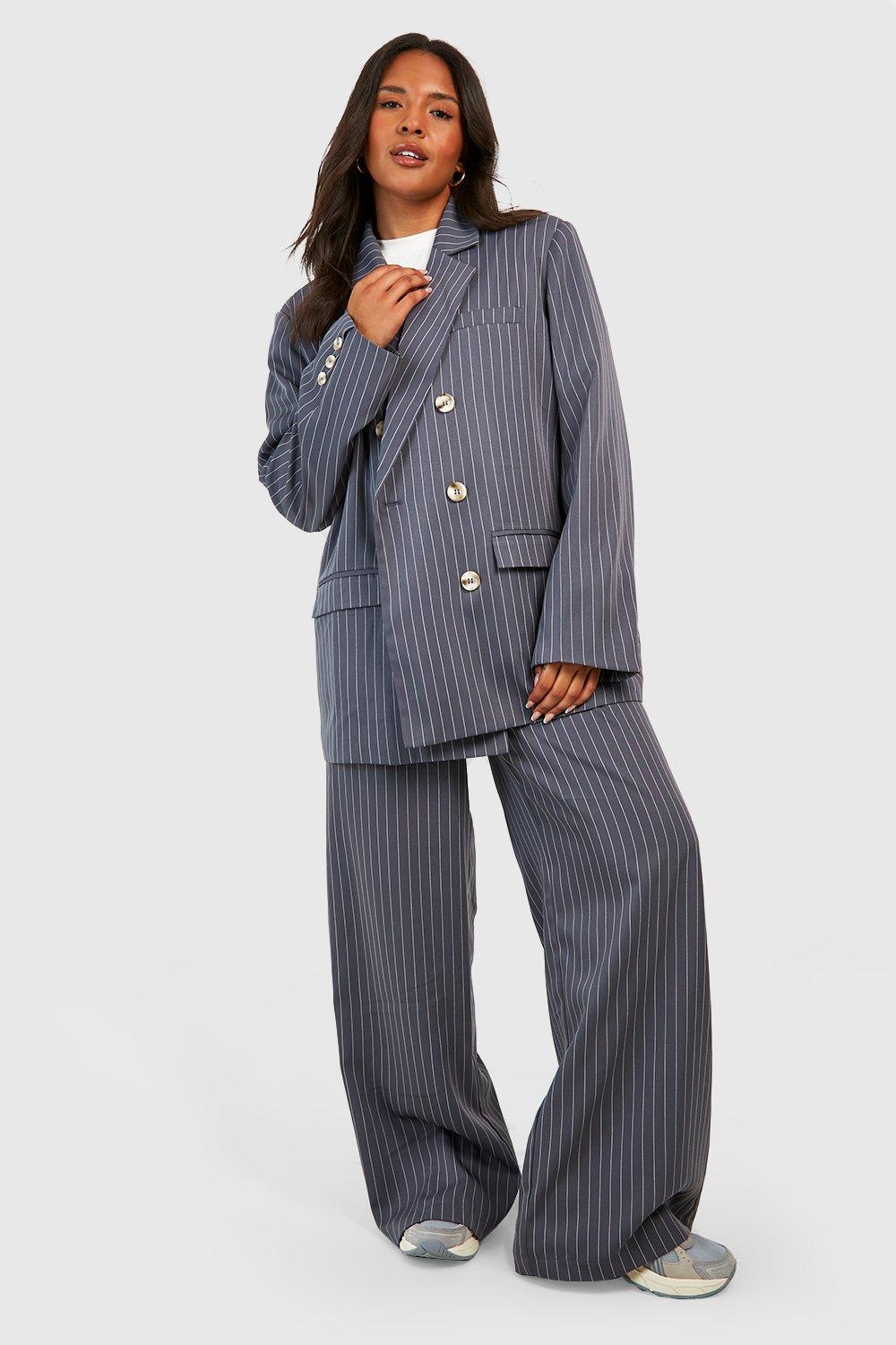 Plus size pinstripe on sale blazer