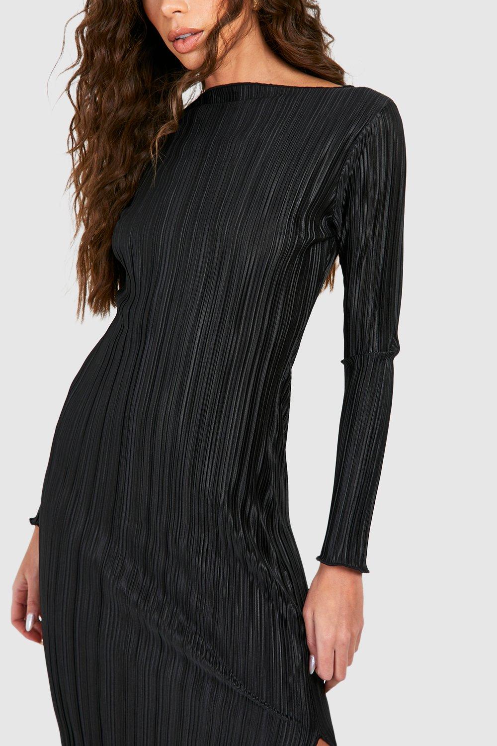 Robe longue plissee a manches longues