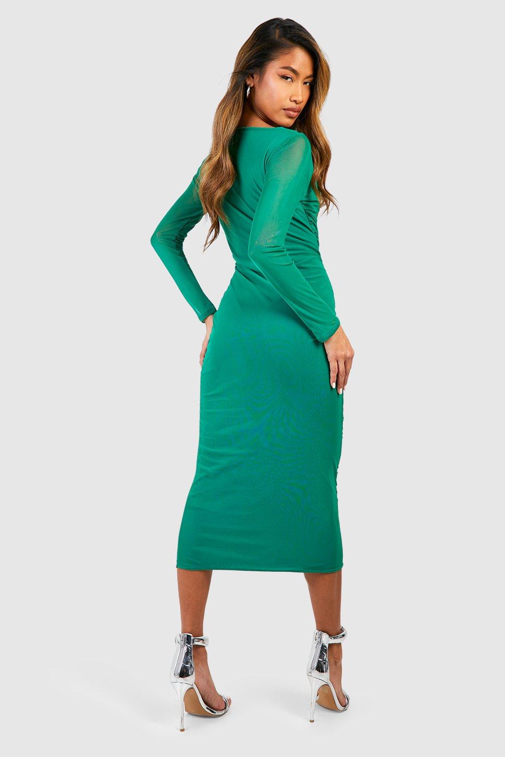 Mesh Ruched Midaxi Dress