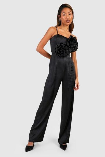 Black Rose Front Strappy Jumpsuit