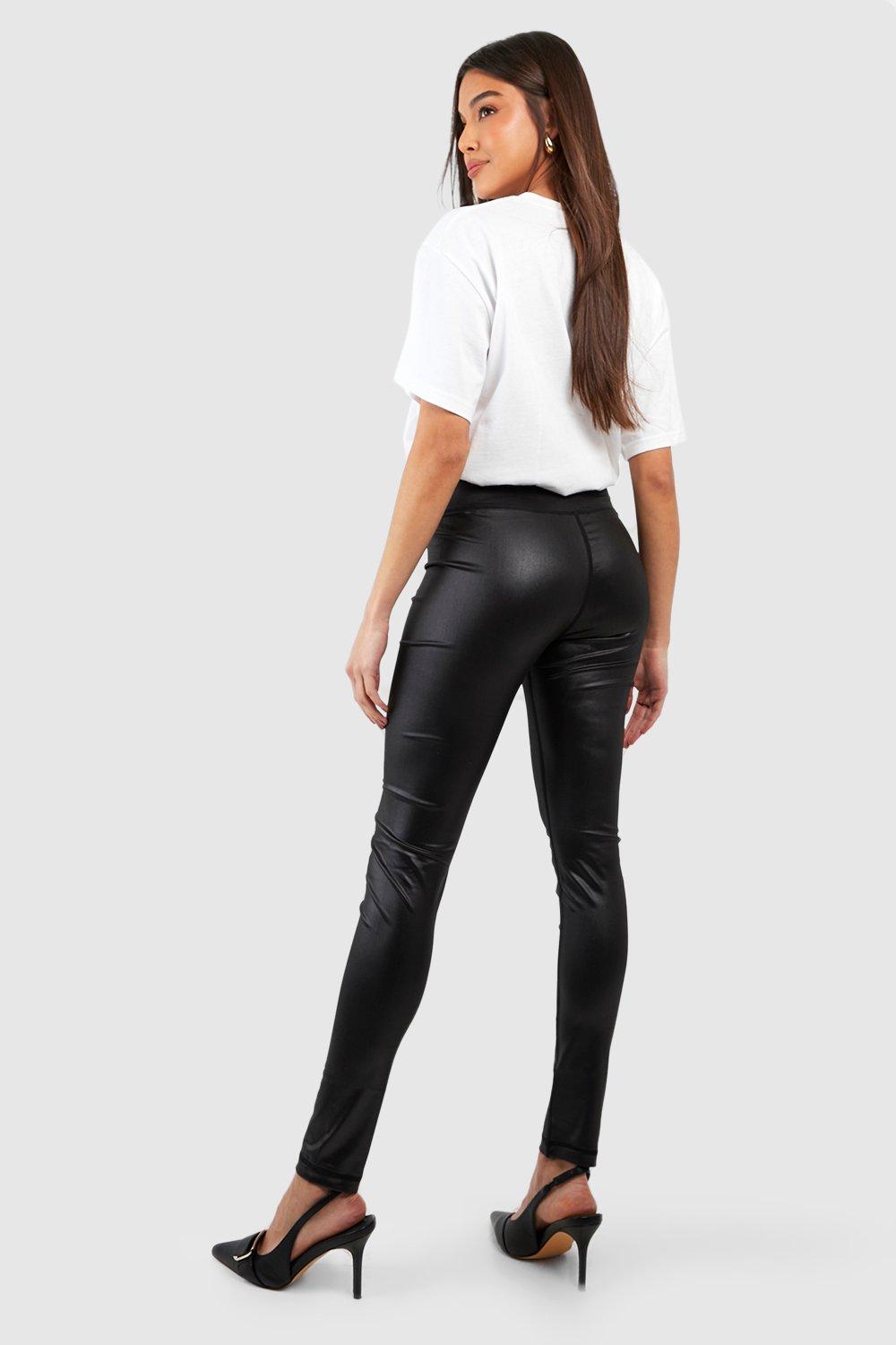 Zip Front Shiny High Waisted Leggings