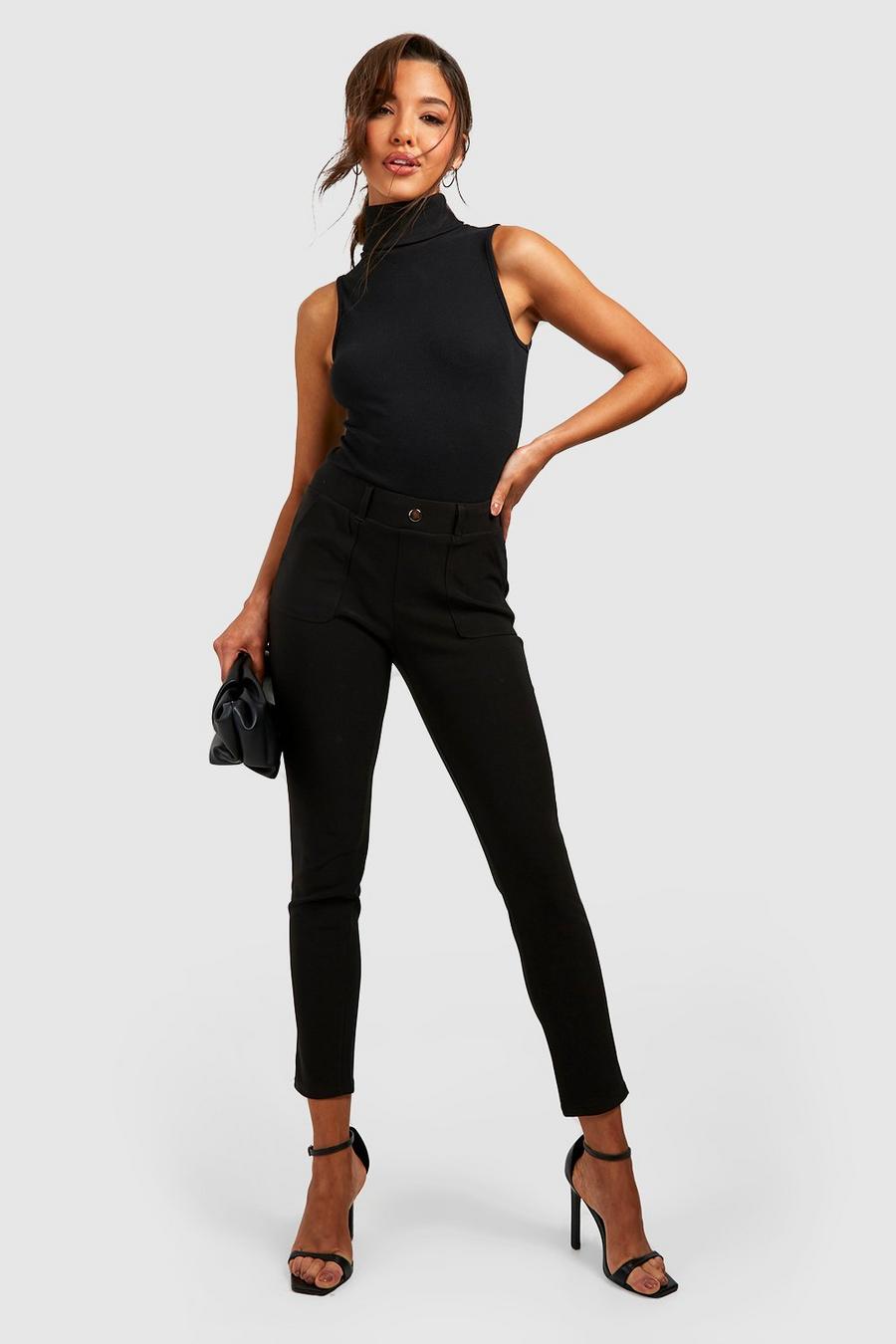 Black High Waisted Super Skinny Ponte Trousers image number 1