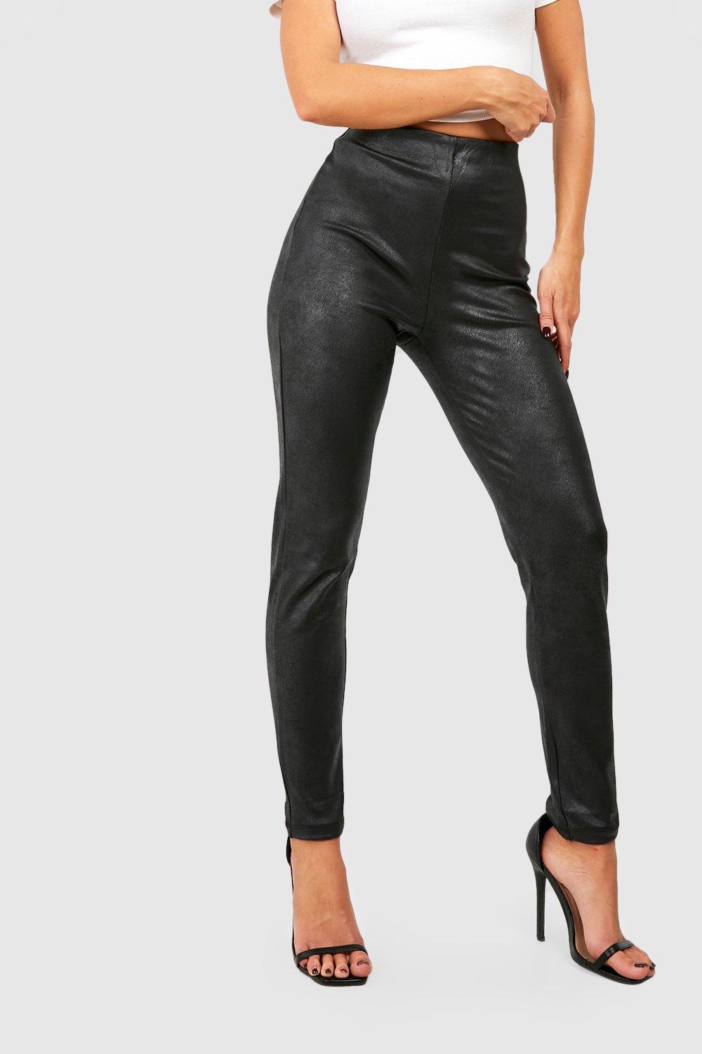 Boohoo PU High waisted liquid legging Black S 16 New