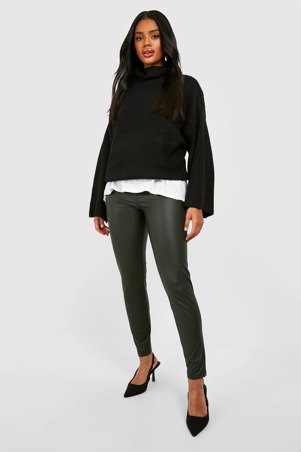 Faux leather best sale leggings fleece lined