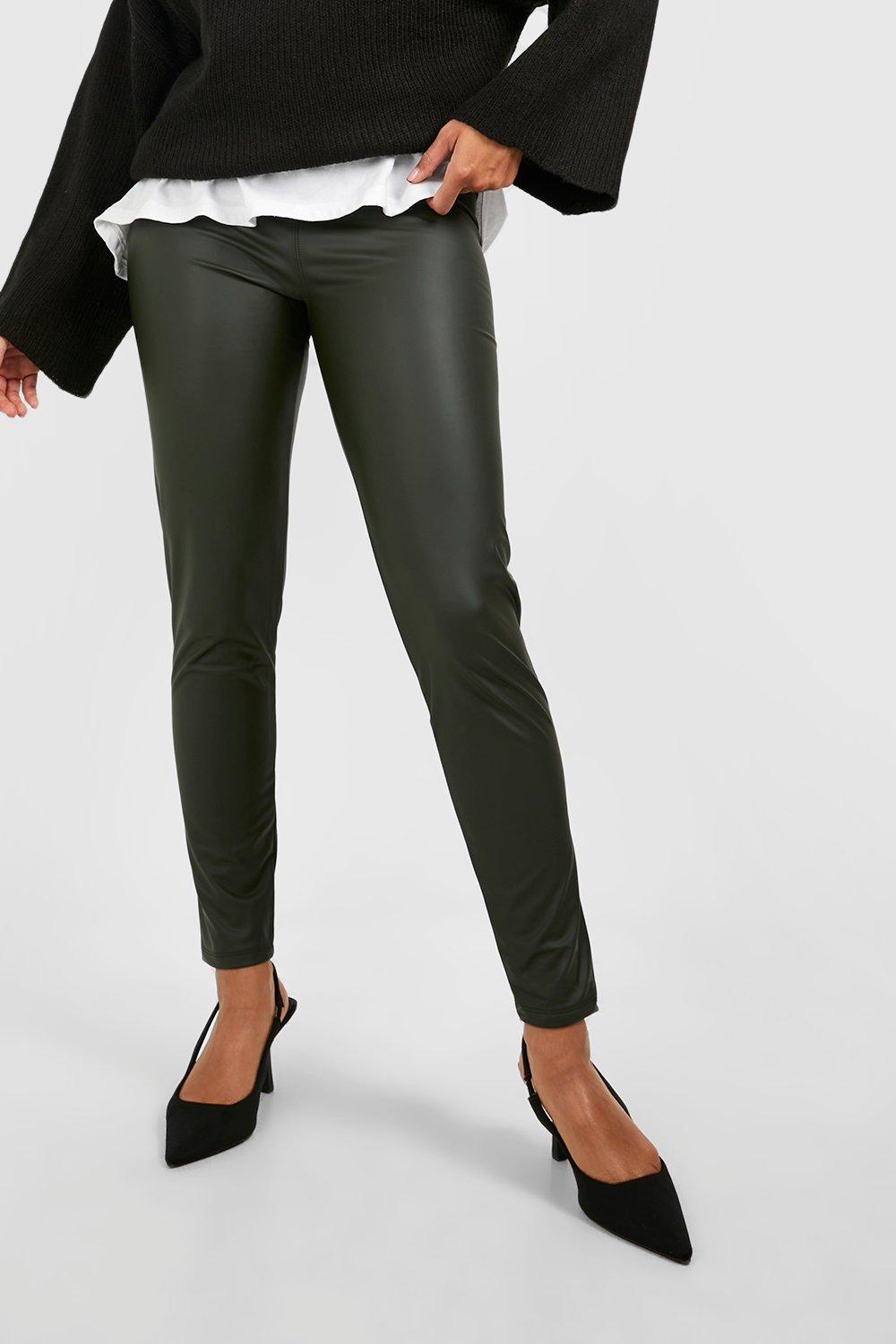 Matte Faux Leather High Waisted Flared Pants