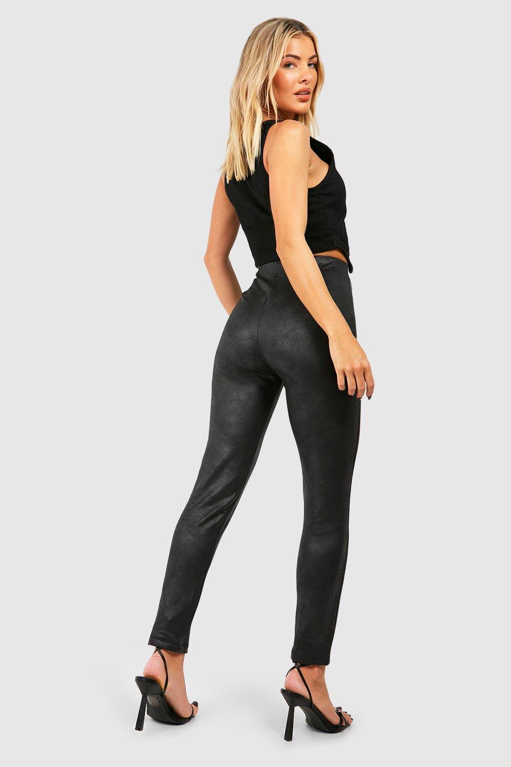 Contour Seam Faux Leather Leggings