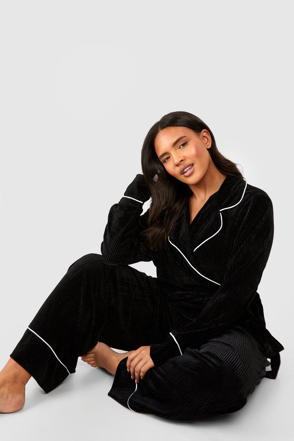 Premium Velvet Wrap Top Pajama Set