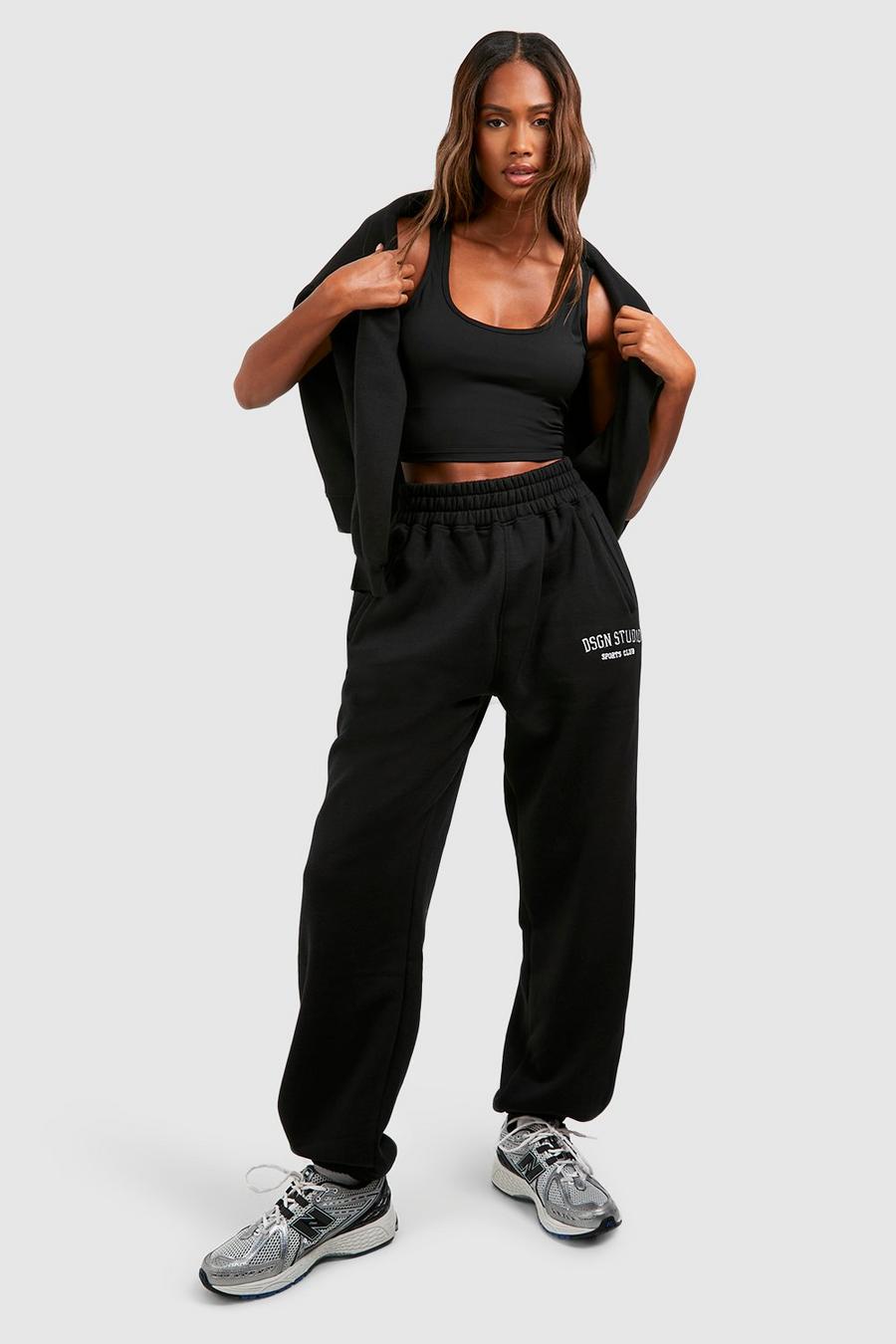 Pantaloni tuta oversize Dsgn Studio con applique, Black