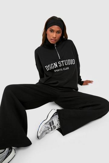 Dsgn Studio Applique Oversized Half Zip Sweatshirt black