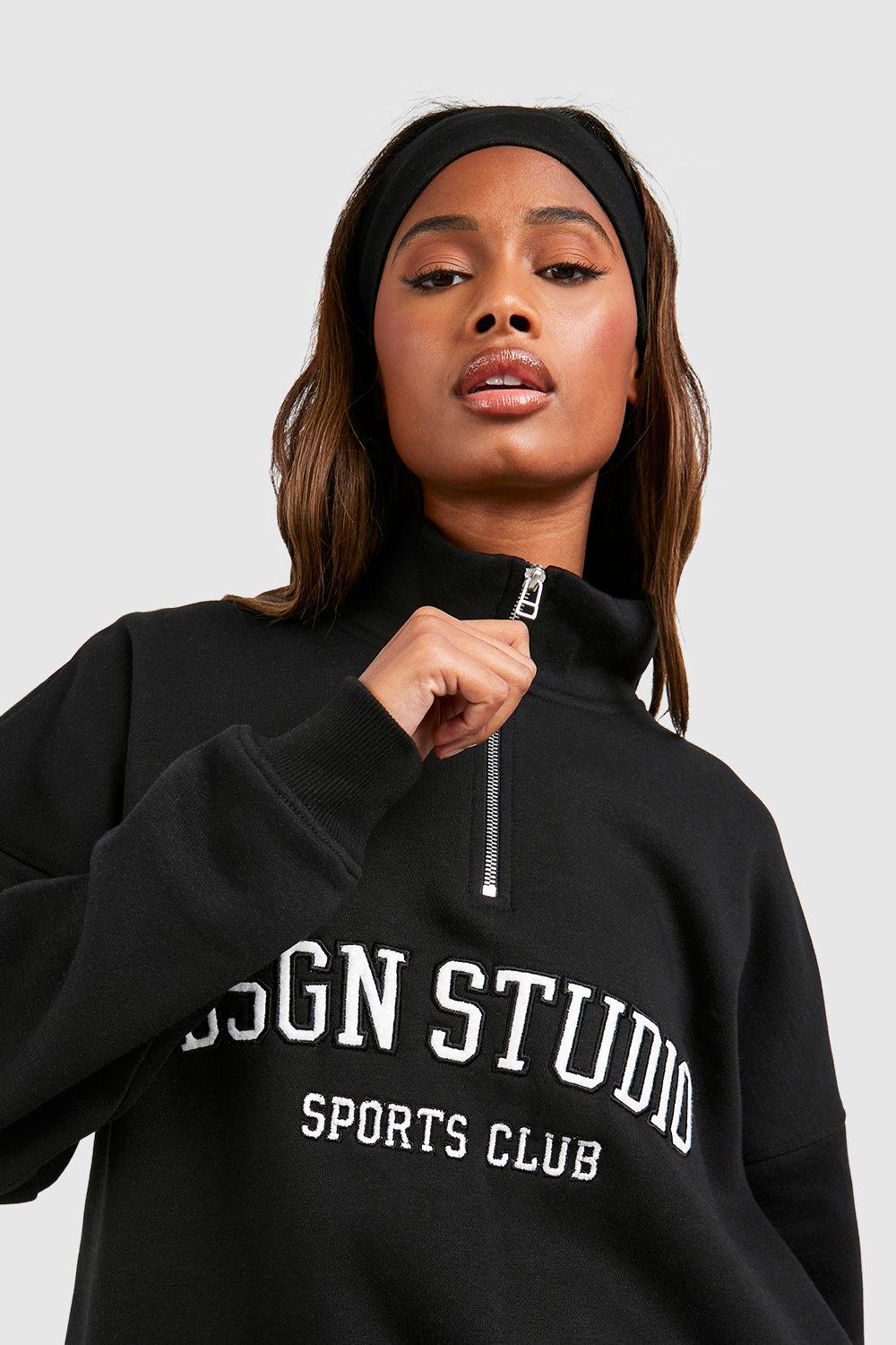 Dsgn Studio Applique Oversized Half Zip Sweatshirt | boohoo