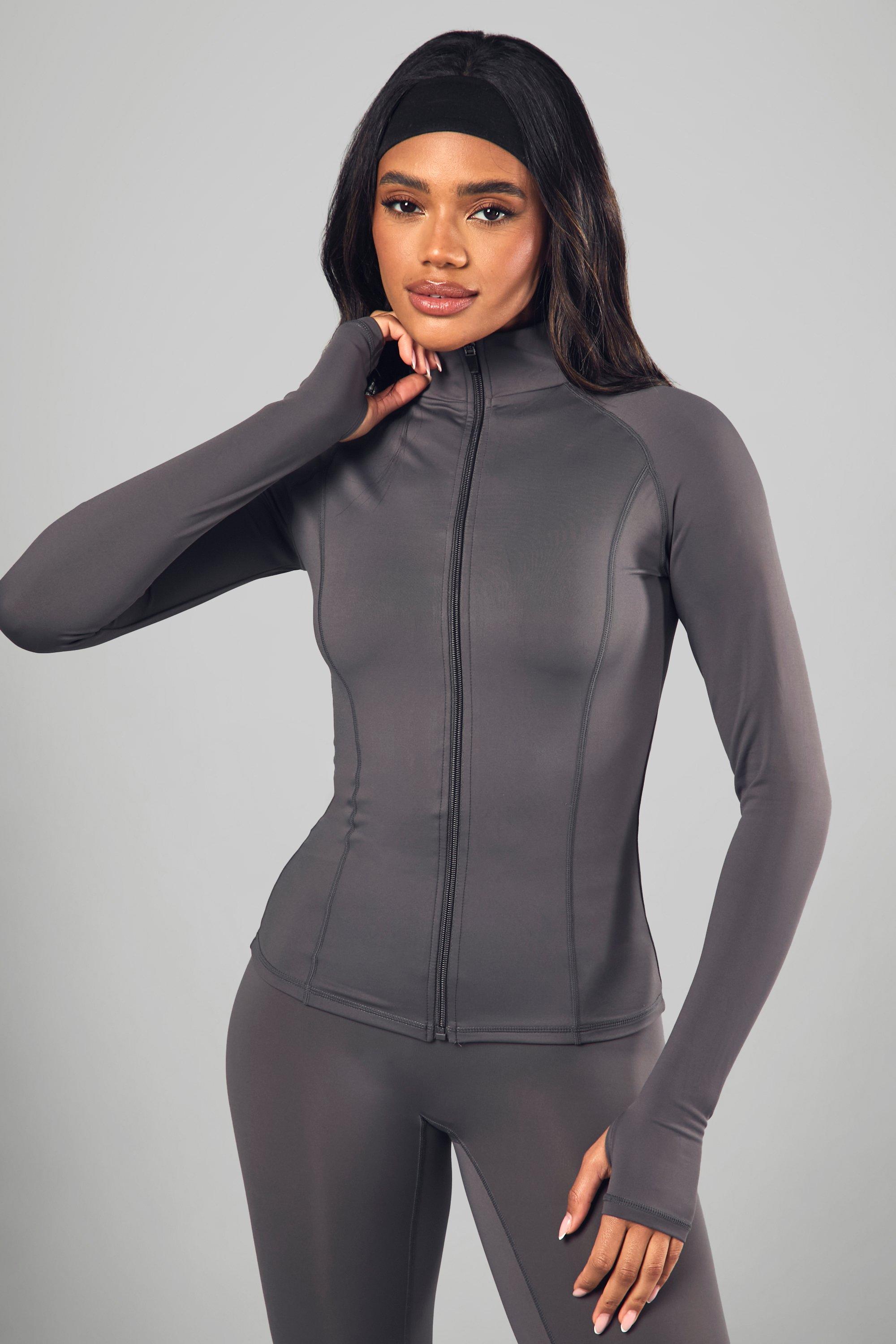 Charcoal DSGN Studio Supersoft Peached Sculpt Zip Through Jacket