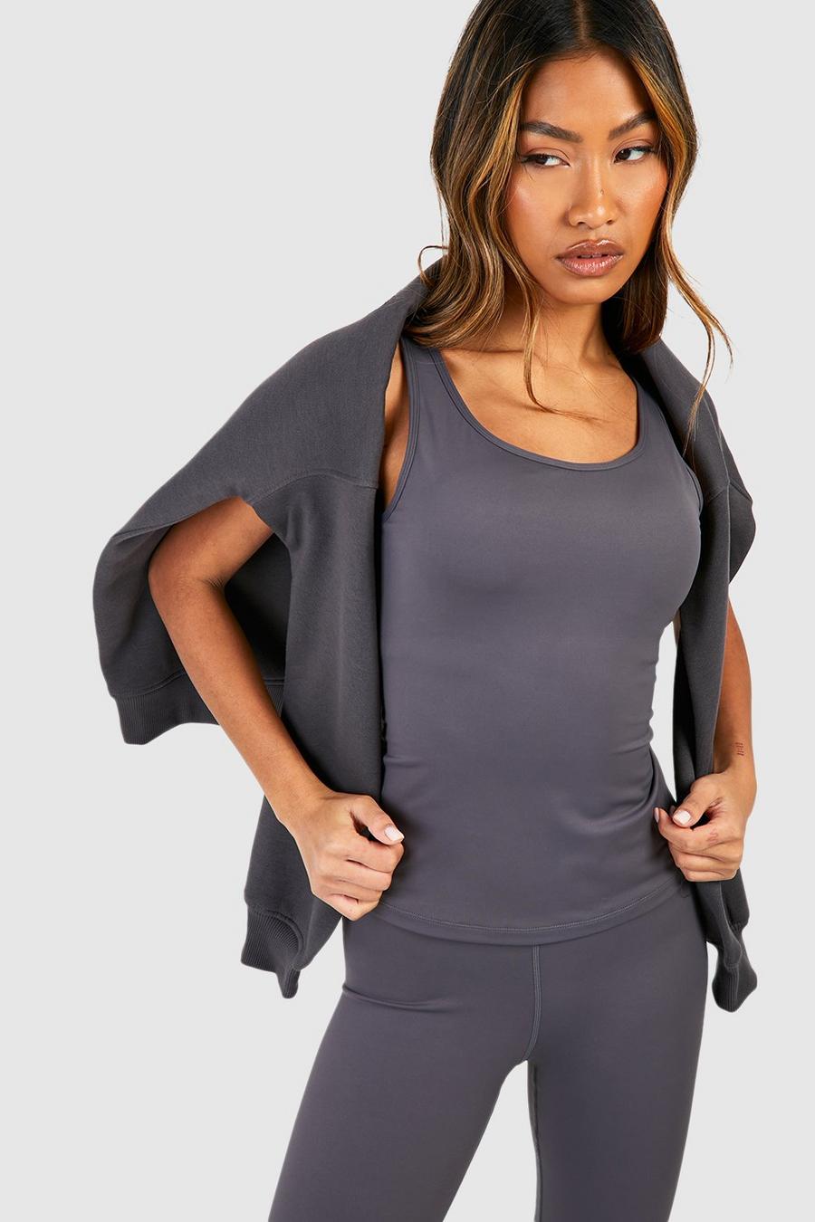 Charcoal grey Dsgn Studio Supersoft Peached Sculpt Padded Tank Top Top