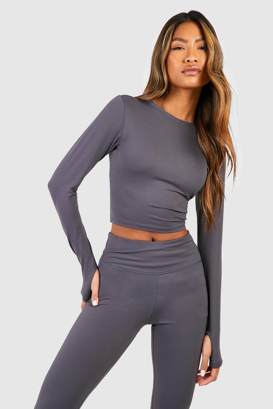 Charcoal DSGN Studio Supersoft Peached Sculpt Long Sleeve Top image number 1