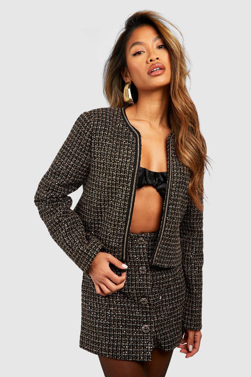 Boohoo tweed sale jacket