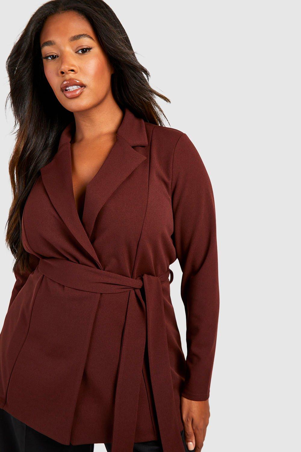 Burgundy blazer 2024 womens plus size