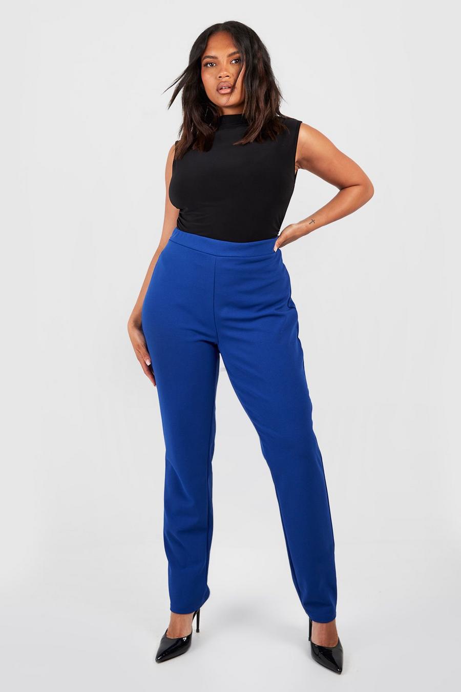 Cobalt Plus Crepe Tapered Tailored Trousers image number 1