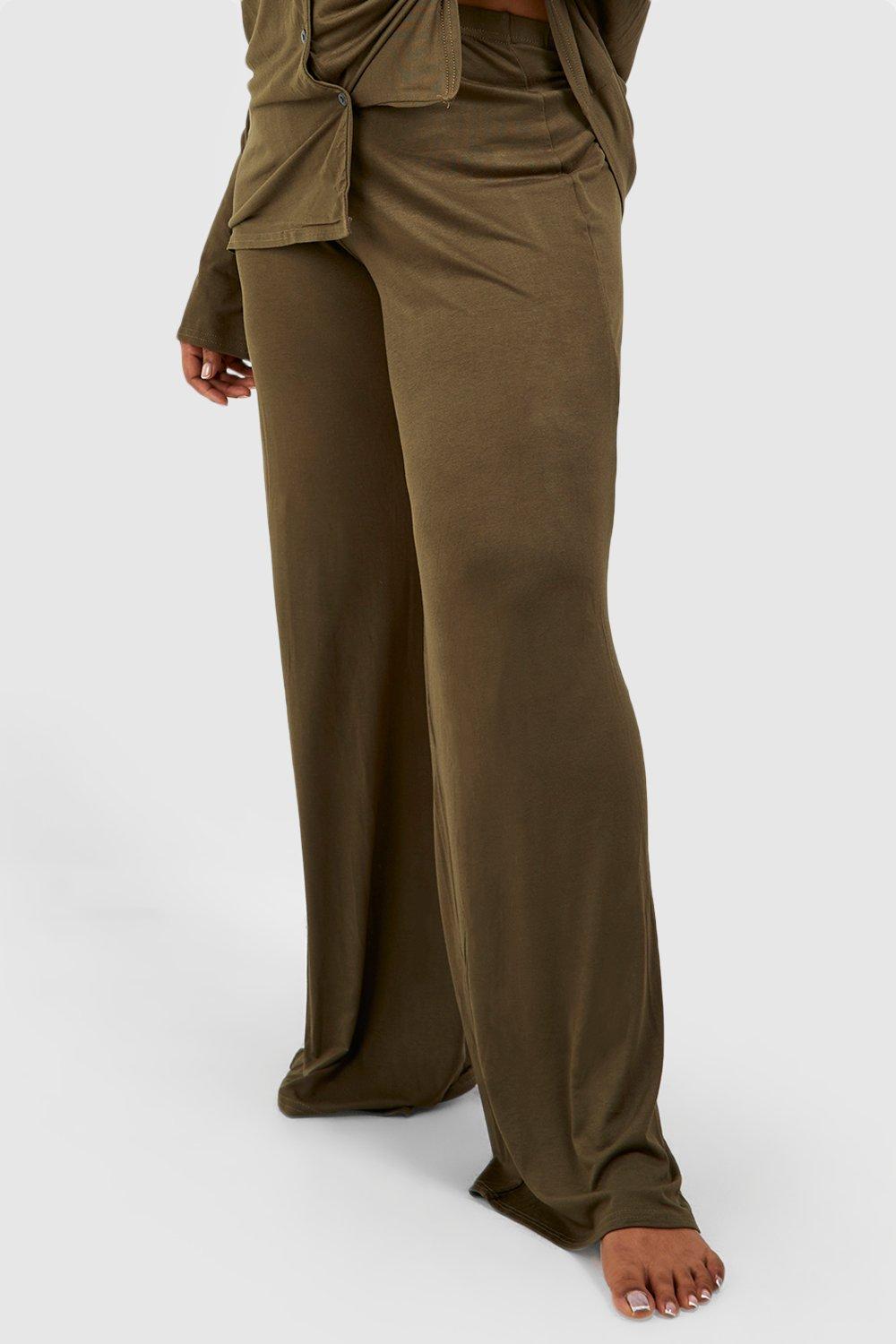 Plus Basic Jersey Knit Wide Leg Pants