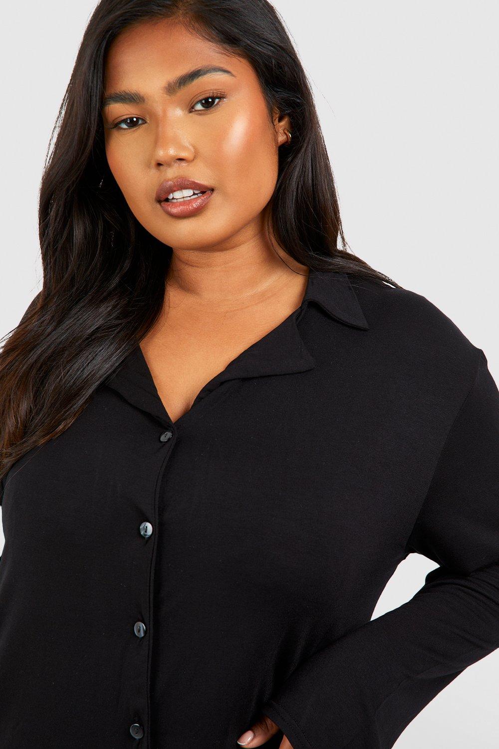 plus size black long sleeve shirt