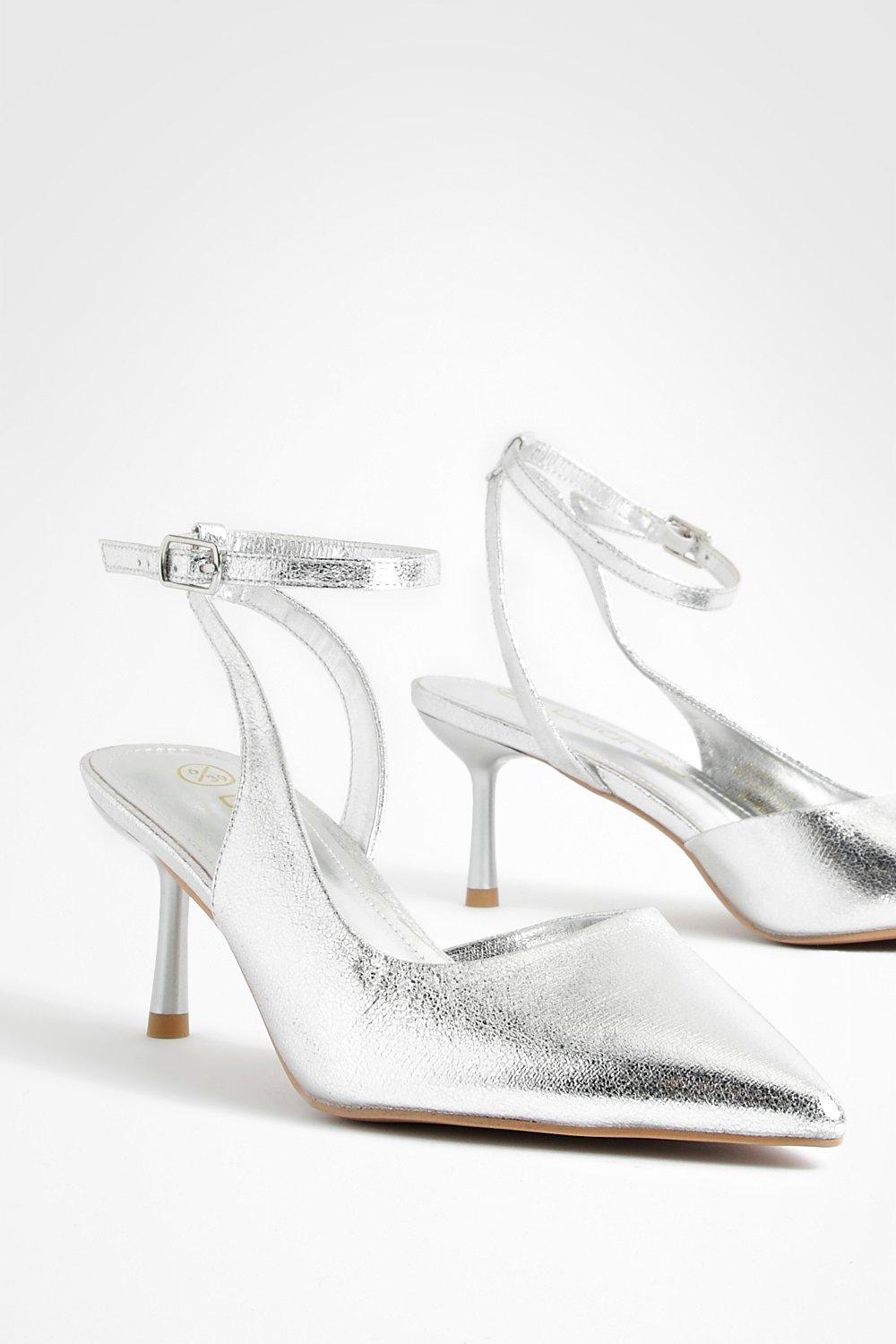 Low Wrap Around Metallic Court Shoes boohoo