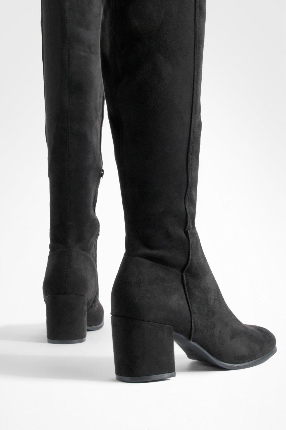 Black low heel over the best sale knee boots