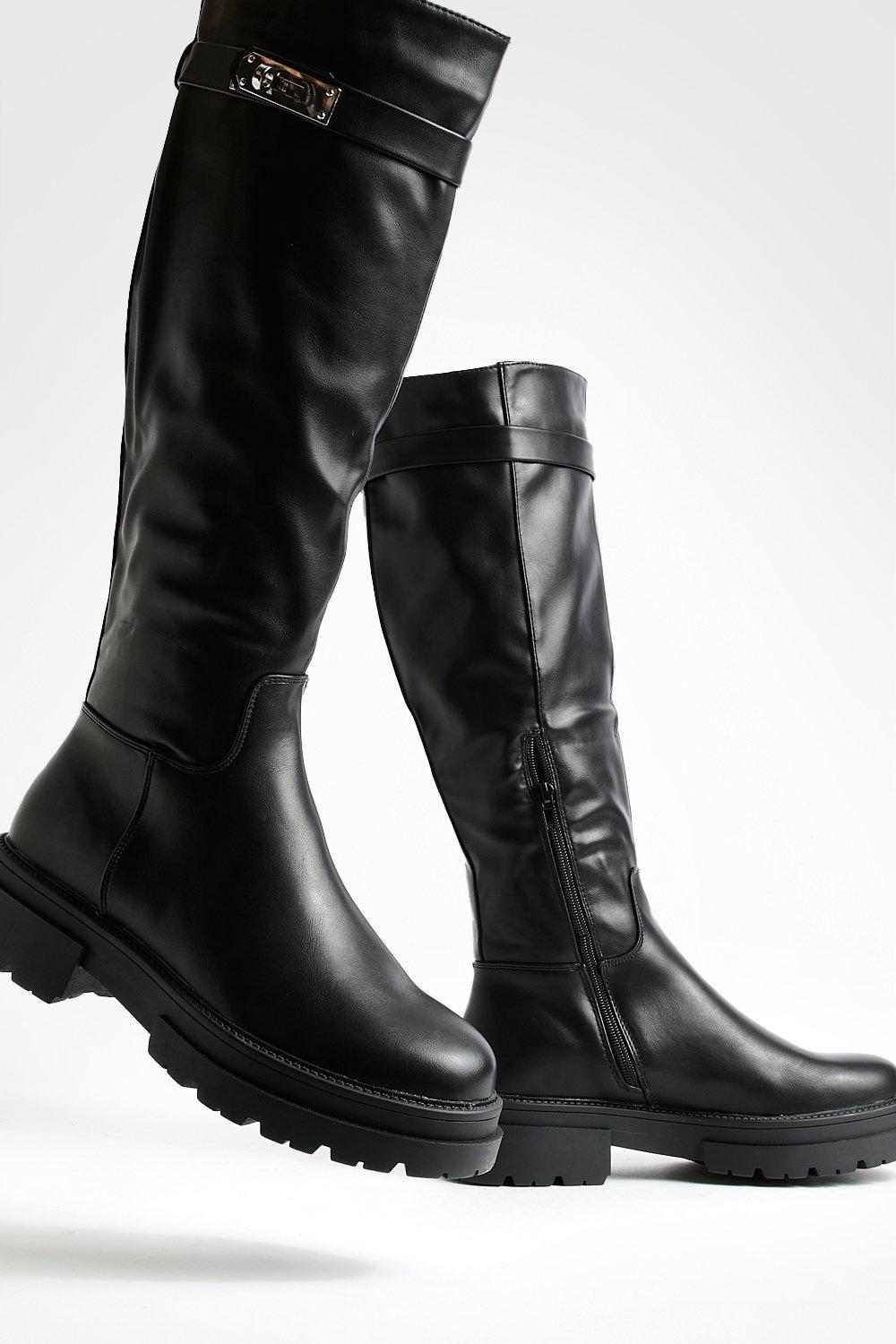 Womens flat biker on sale boots