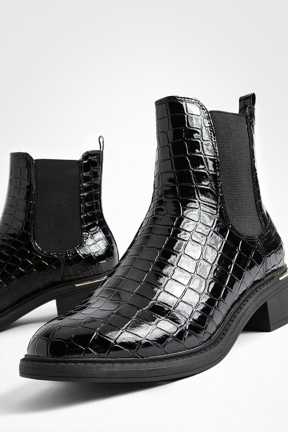 Croc patent hot sale chelsea boots