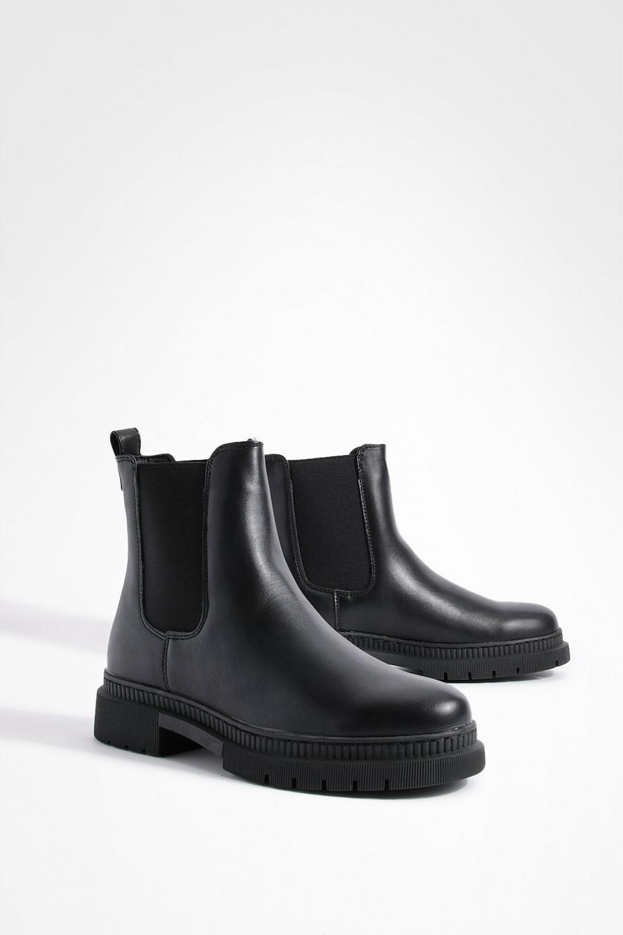 Black Basic Chunky Chelsea Boots image number 1