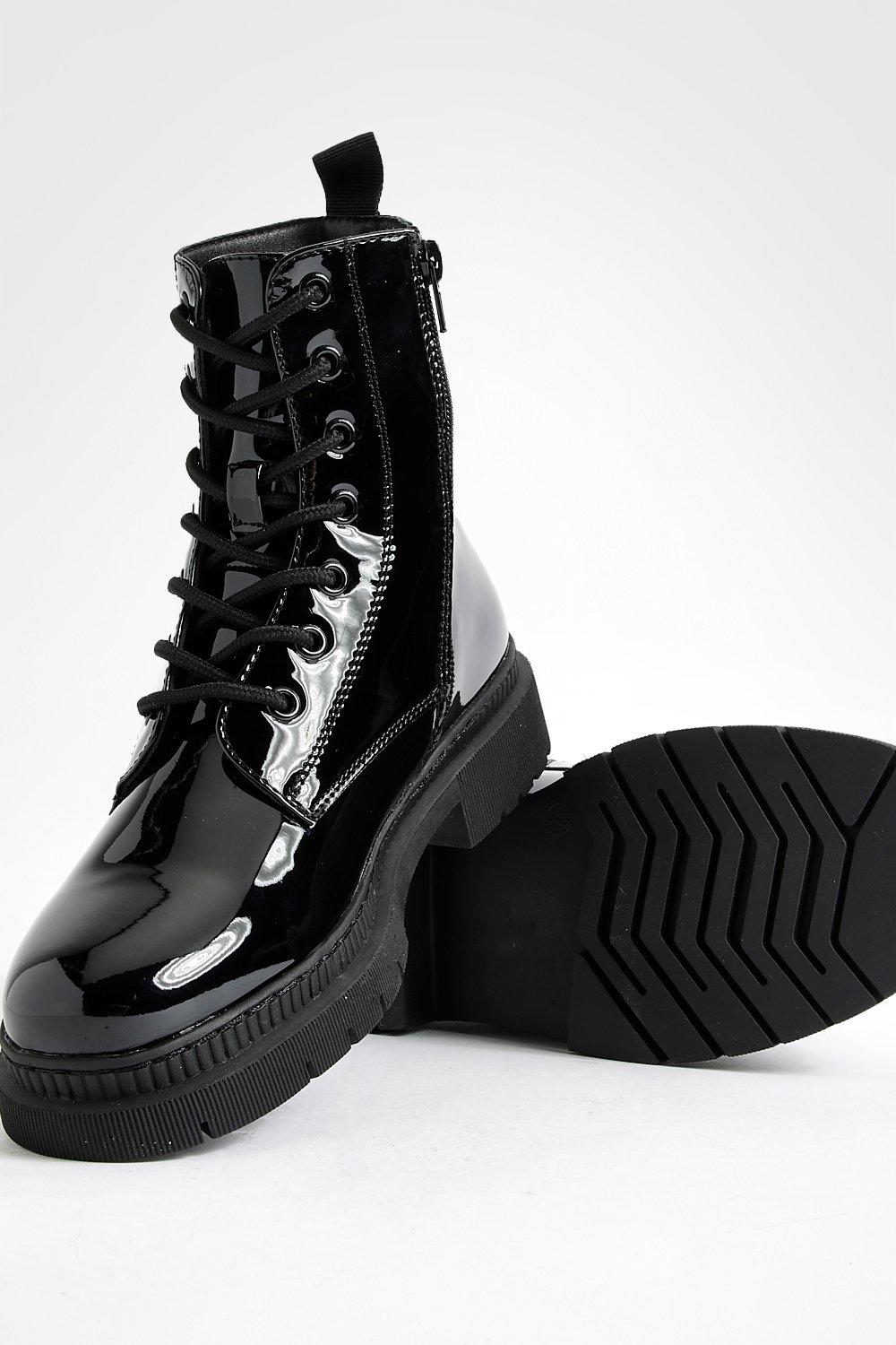 Lace up boots patent sale