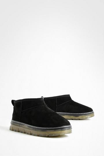Clear Sole Cosy Boots black