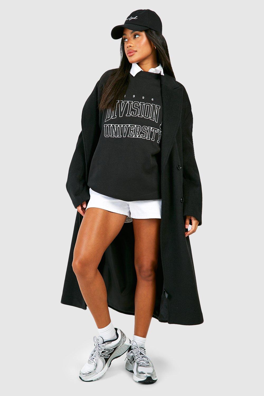 University Slogan Embroidered Oversized Sweatshirt