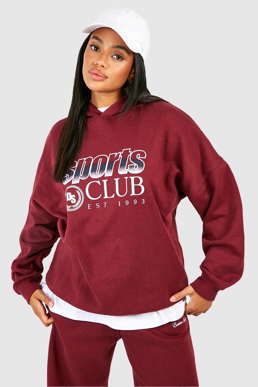 Burgundy Dsgn Studio Sports Club Oversize hoodie image number 1