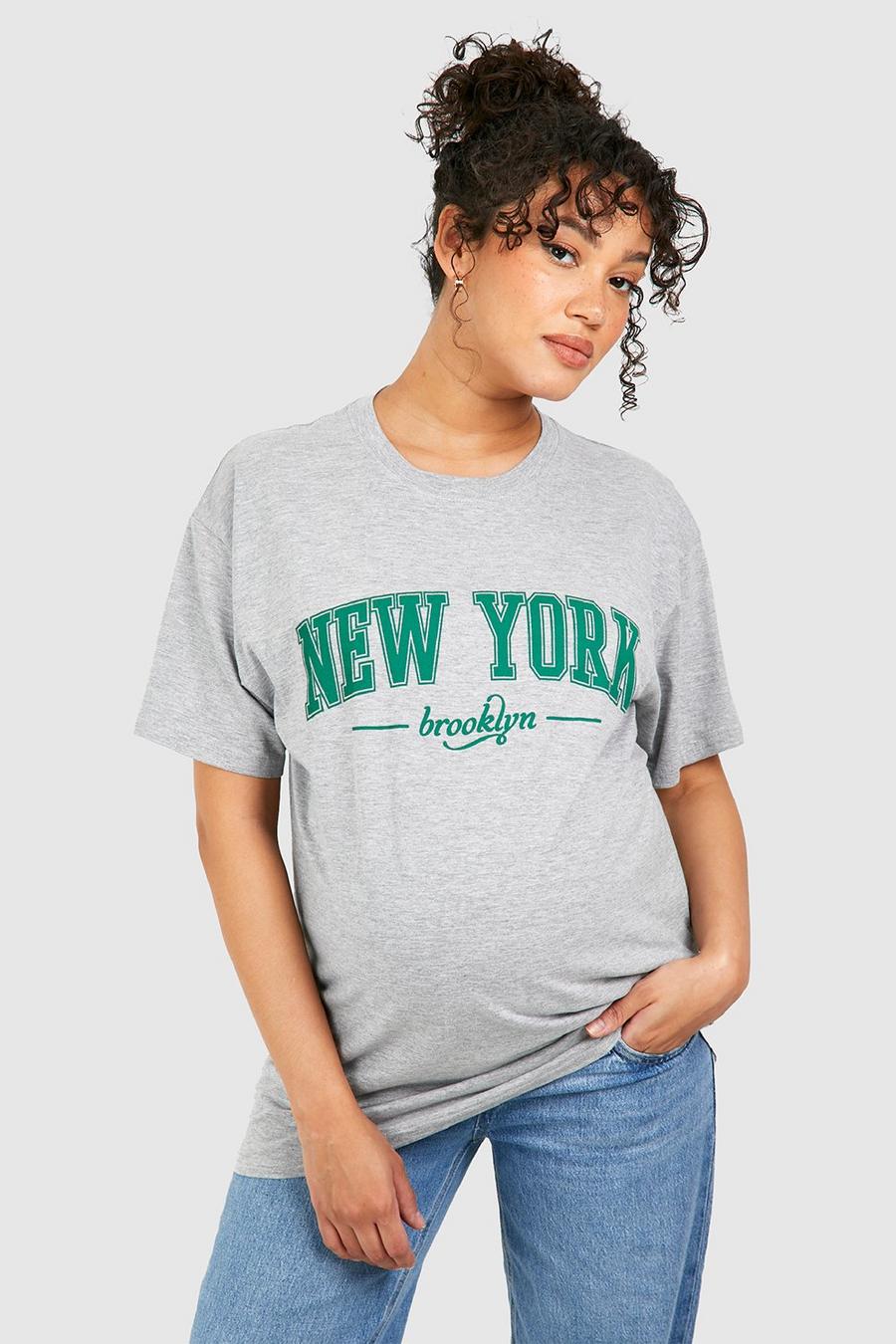 Umstandsmode T-Shirt mit New York Print, Grey marl