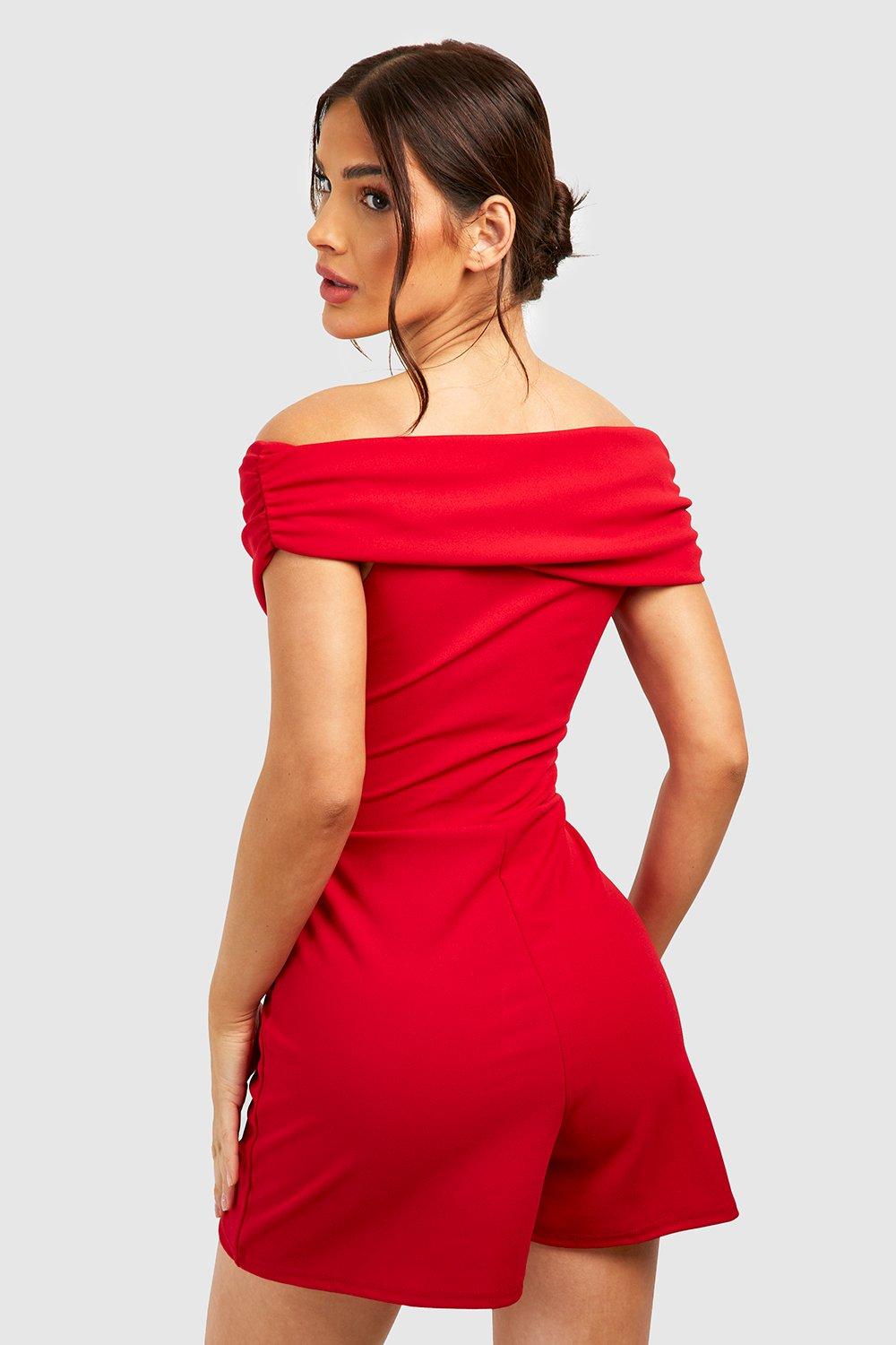 Boohoo red playsuit on sale