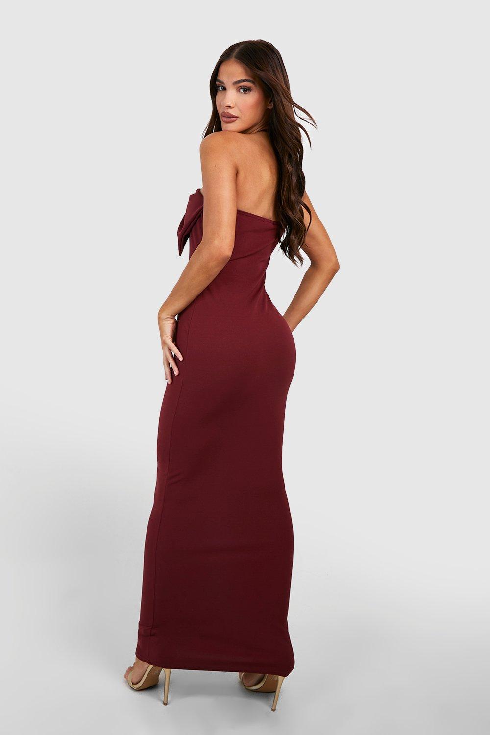 Burgundy bandeau outlet dress