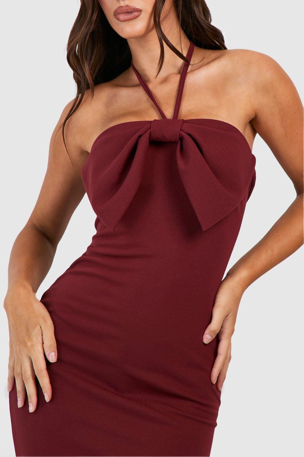 Boohoo 2025 burgundy dress