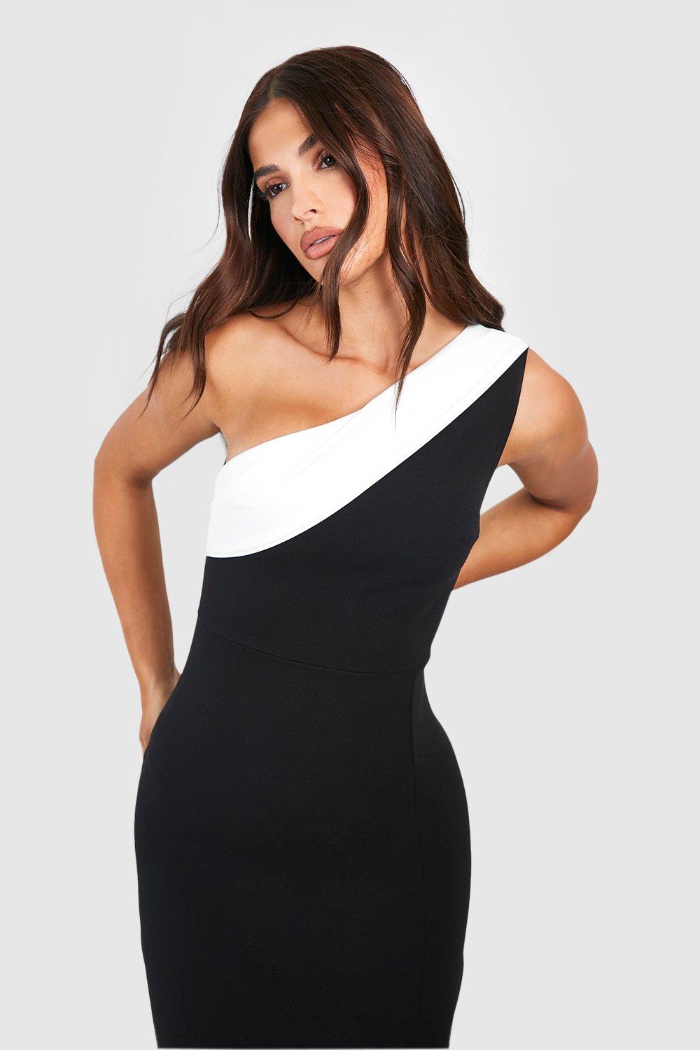 Black and white dress boohoo sale