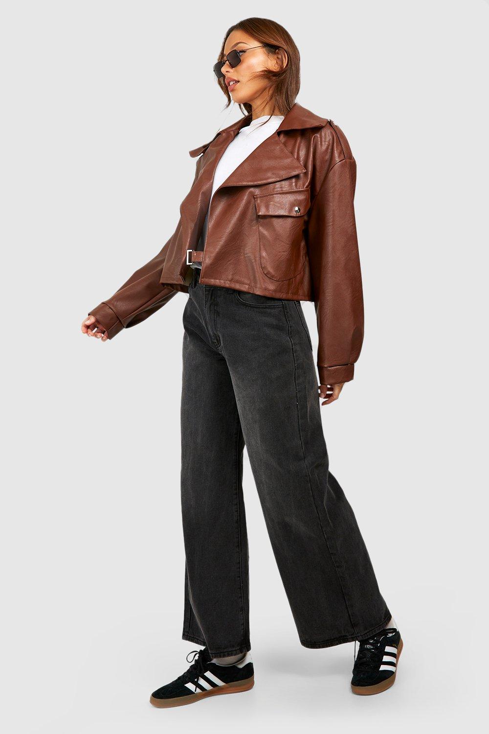 Tall faux hot sale leather jacket