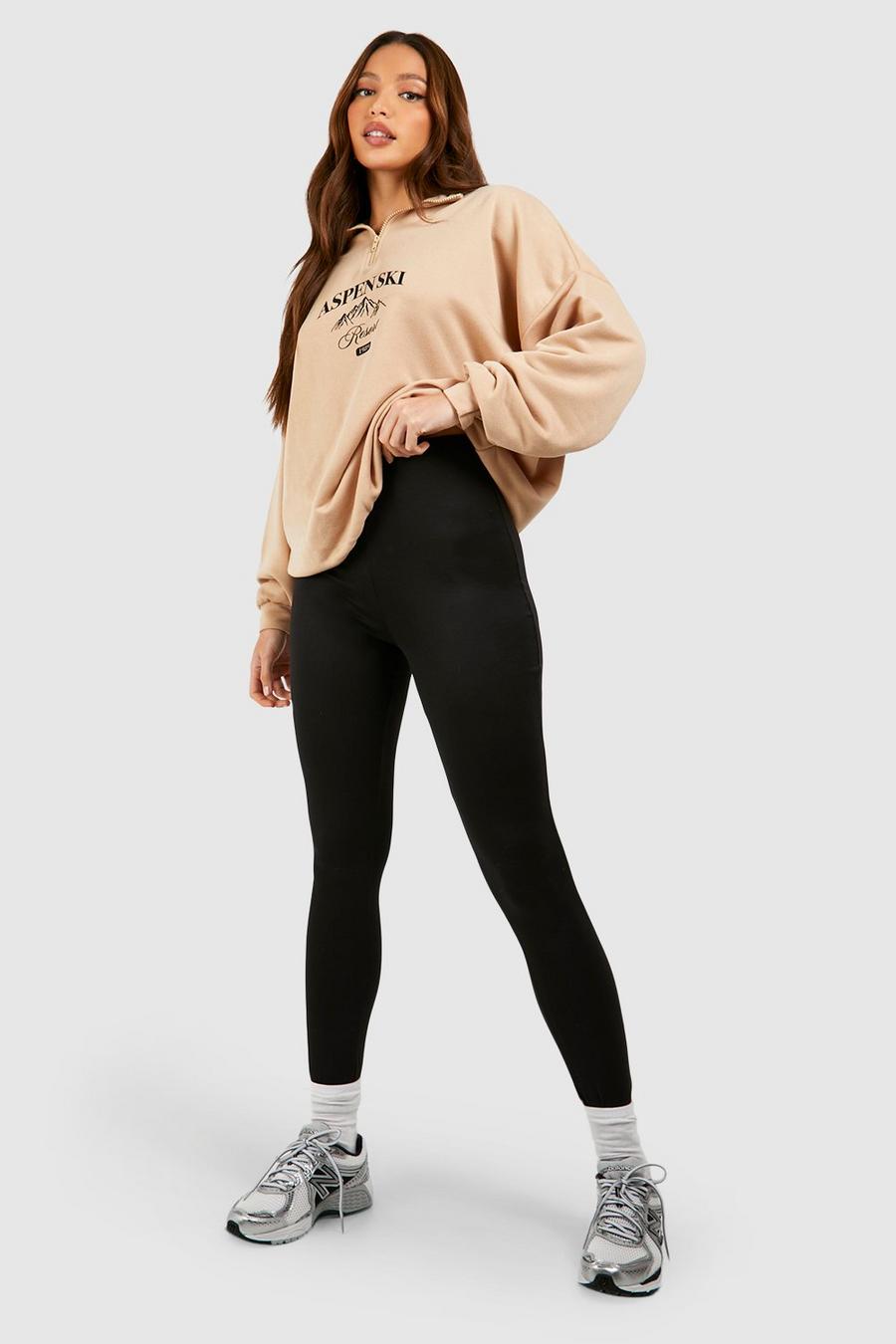 Black Tall Super Soft Jersey High Waisted Leggings image number 1