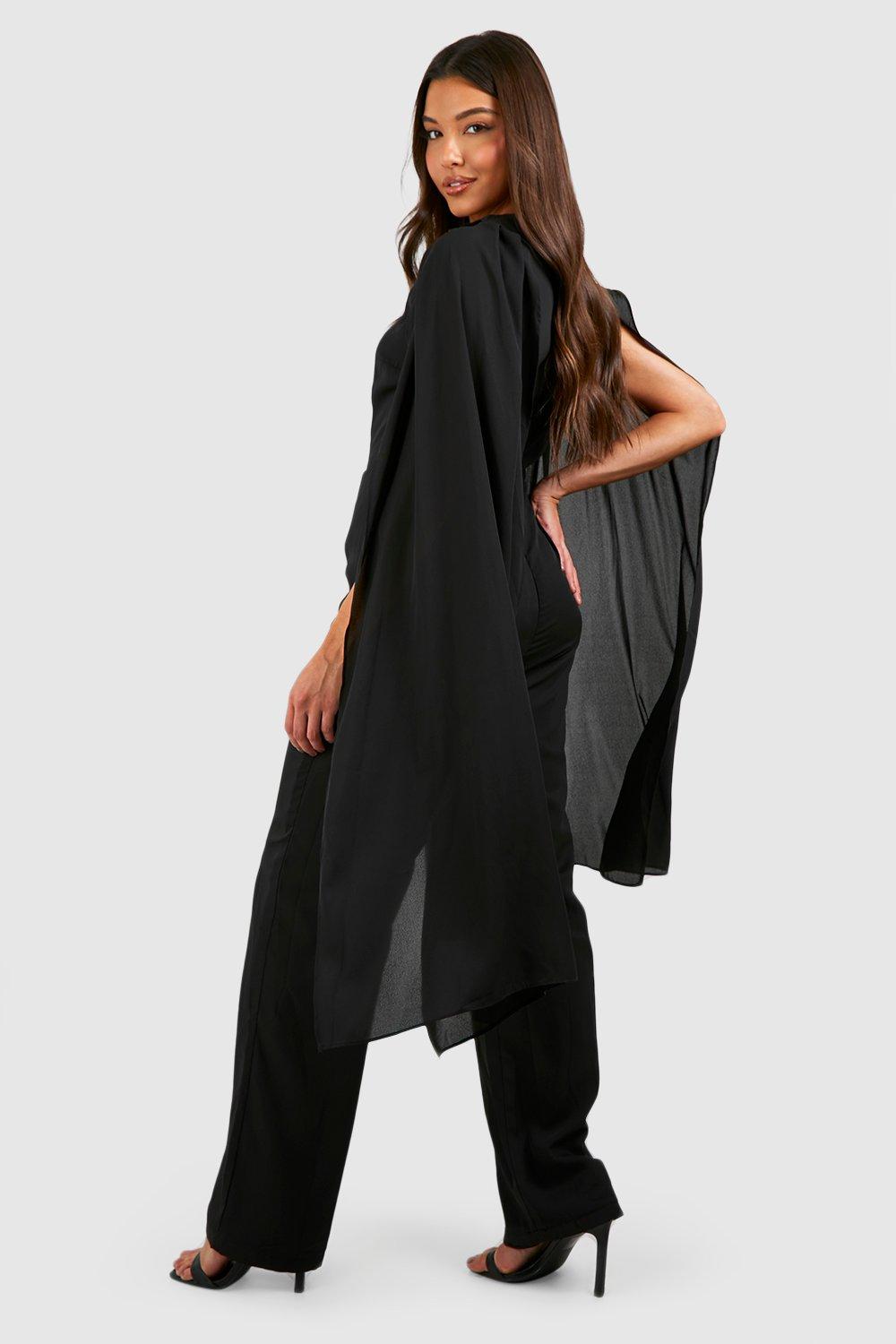 Chiffon Cape Detail Jumpsuit