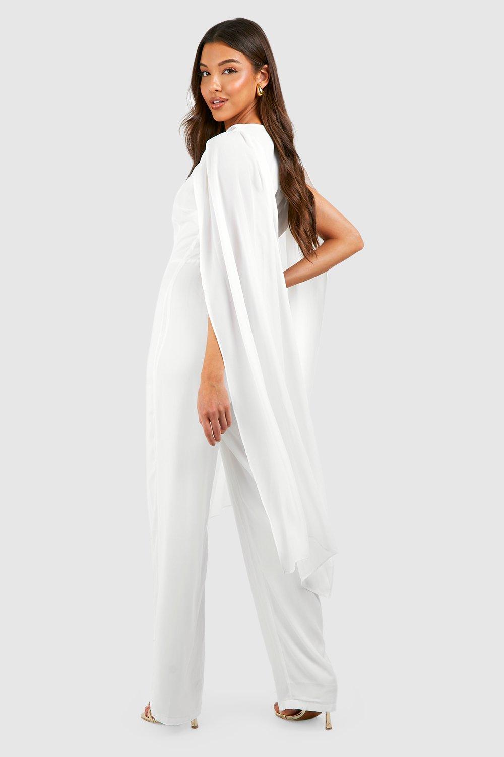 White chiffon jumpsuits sales