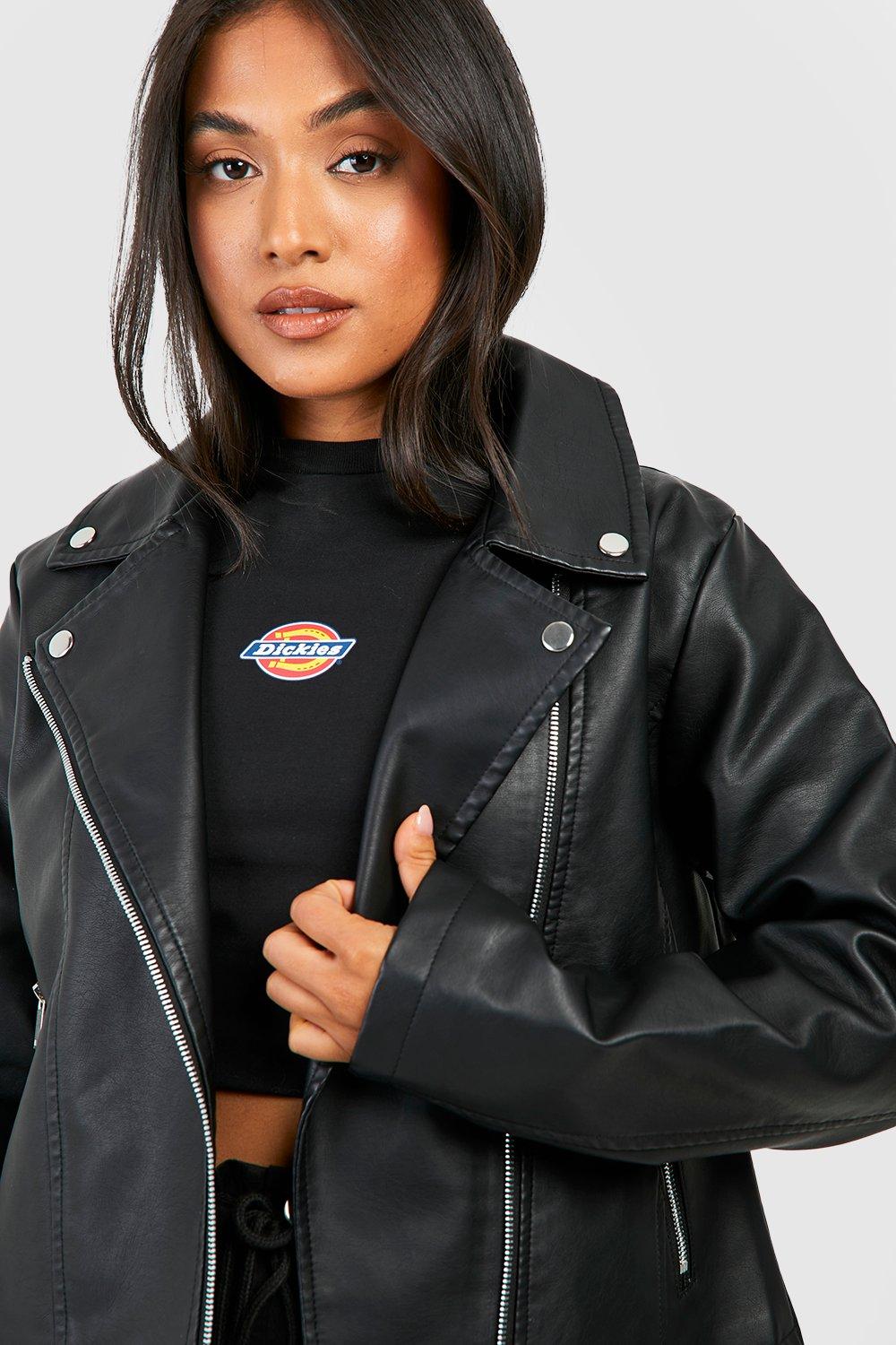 Petite faux leather moto jacket sale