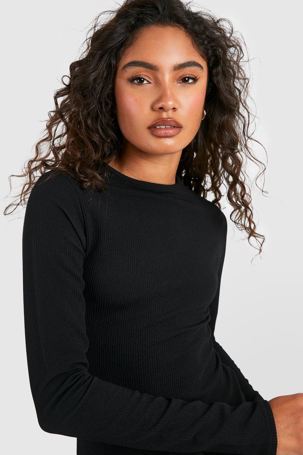 Tall Crinkle Rib Long Sleeve T-shirt | boohoo