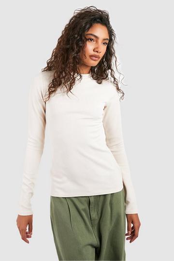 Tall Crinkle Rib Long Sleeve T-shirt white