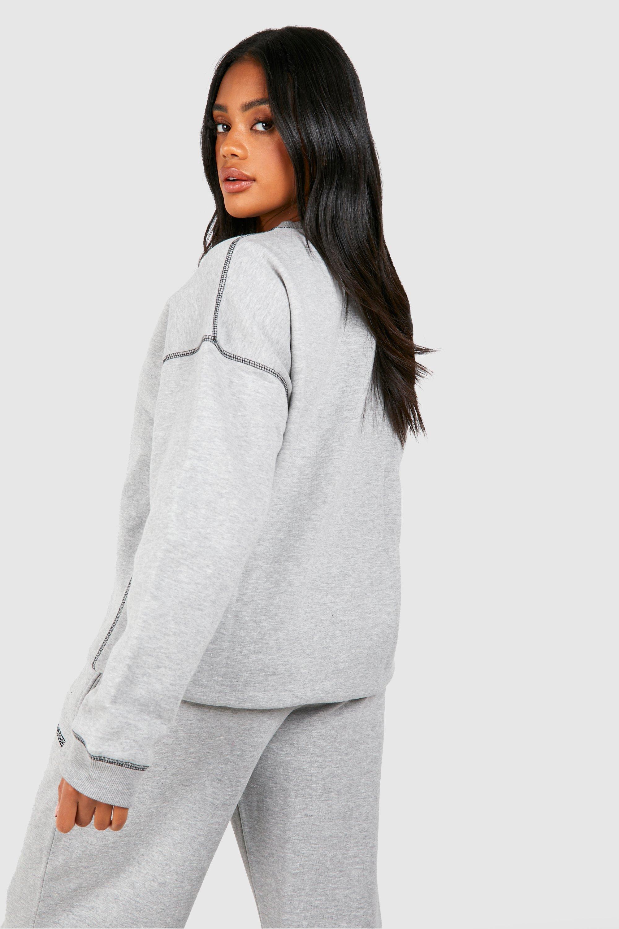 Contrast Stitch Embroidered Oversized Sweatshirt