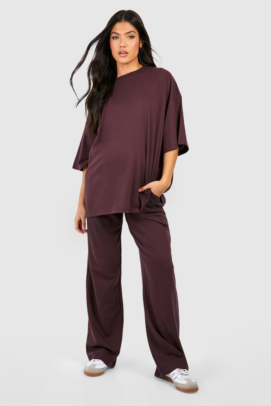 Chocolate Maternity T-shirt And Straight Leg Jogger Set image number 1