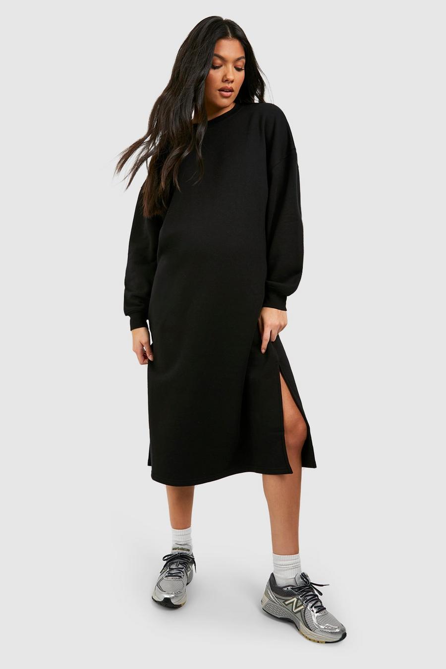 Umstandsmode super Oversize Sweatshirt-Midikleid, Black