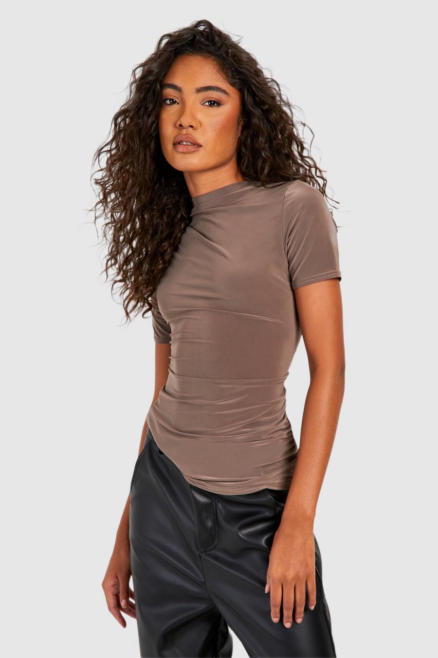 Mocha Tall Soft Touch Ruched T-shirt