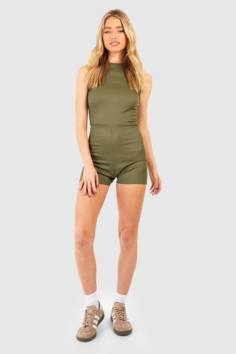 Basic Sleeveless Rib Unitard Jumpsuit