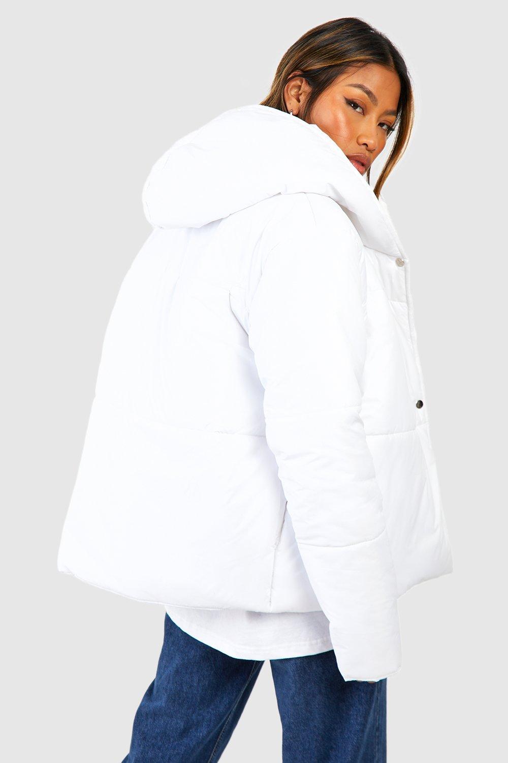 Boohoo white puffer store jacket