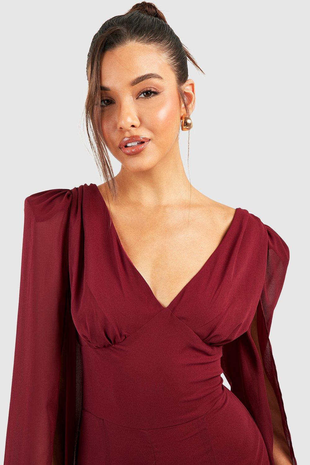 Boohoo red cape clearance dress